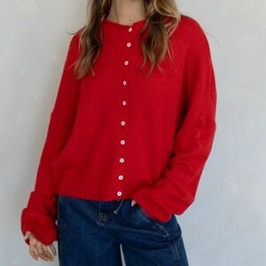 Red Oversized Cardigan